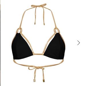 Beach Bunny Hotline Bling Triangle Bikini Top in Black and Gold size Small